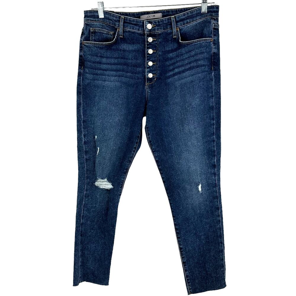 Joe Jean's NWT High Rise Skinny Ankle Distressed Button Fly Size 32 Frayed Ankle